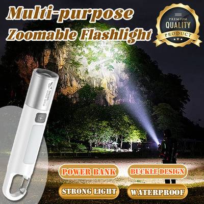 【290 BUY  1 GET 1 FREE】2024 Multi-purpose Zoomable Flashlight &amp; Power Bank with Buckle